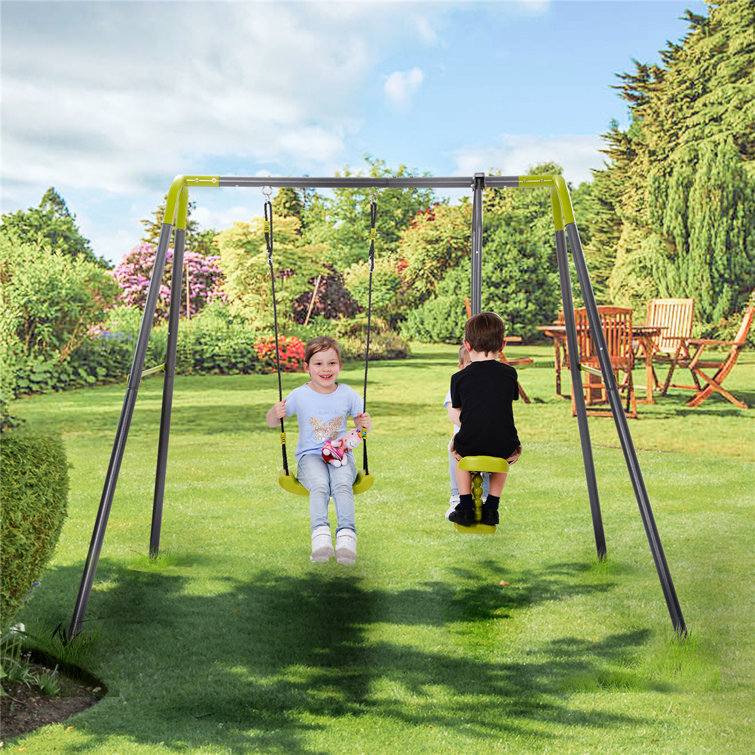 solovip 2 In 1 Metal Swing Set For Backyard, Heavy Duty AFrame, Height Adjustment Wayfair